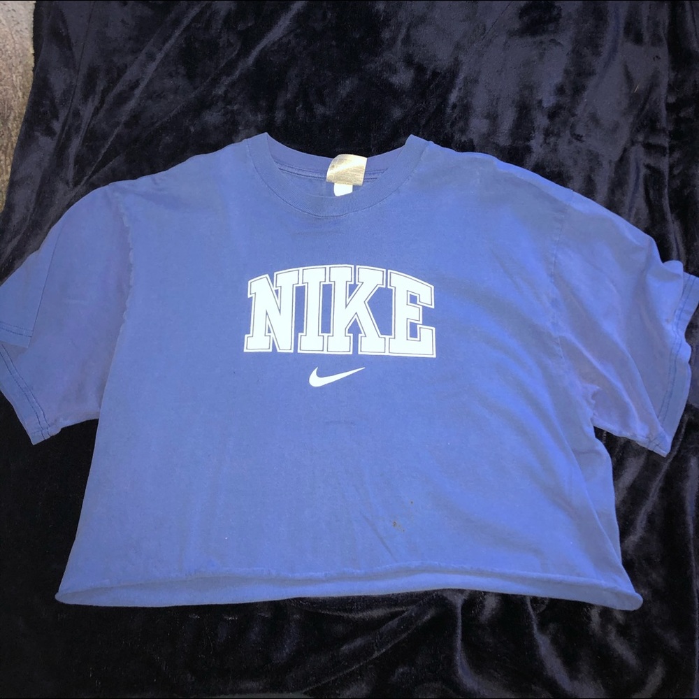 light blue and white Nike crop top